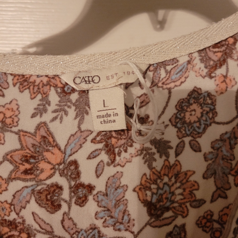 Cato Floral V-Neck Long Sleeve Dress Size Large - Picture 2 of 9
